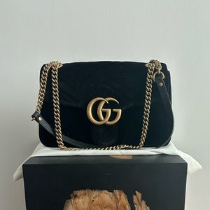 Gucci Medium GG Marmont Matelassé Velvet Shoulder Bag